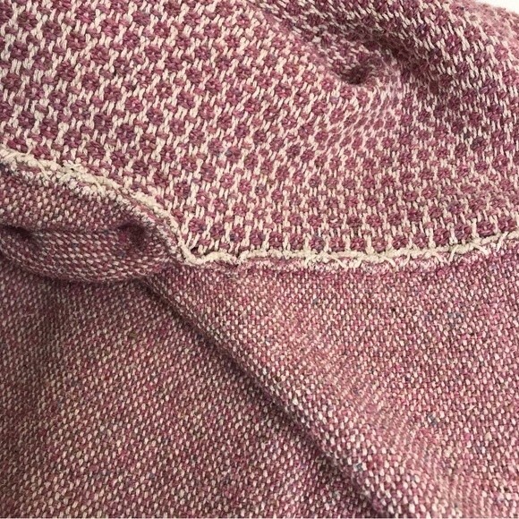 Handwoven By Harvey Fiber Art Three Button Cardigan Jacket Pink Cream Women Sm - Picture 7 of 13